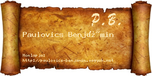 Paulovics Benjámin névjegykártya