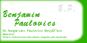 benjamin paulovics business card